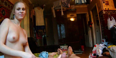 Petite blonde Amber Daikiri blows a fine penis