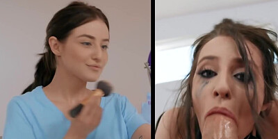 Beauty blogger in stockings has passionate sex in the bedroom