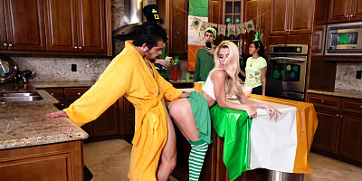 St Patricks Day fuck with a girl in green and white socks
