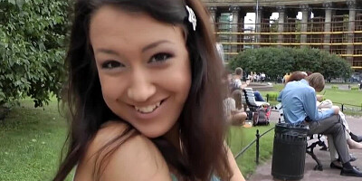 A chick is exposing herself out in public and then we see her doing anal