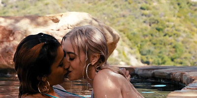 Roxie Sinner and Chloe Surreal lovemaking in the swimming pool