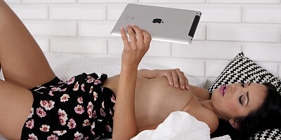 Passionate love knows how to masturbate on iPad camera