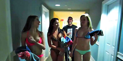 Outgoing sluts having wild orgy with some very handsome guys