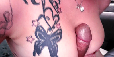 All natural blonde with tattoos gets her sexy ass on the bang bus