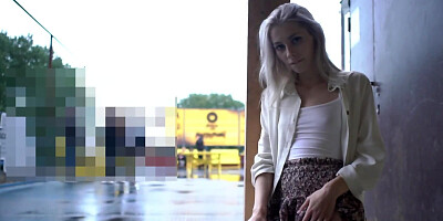 Gorgeous European model is slowly teasing us while out