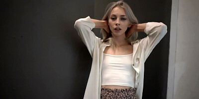 Gorgeous European model is slowly teasing us while out