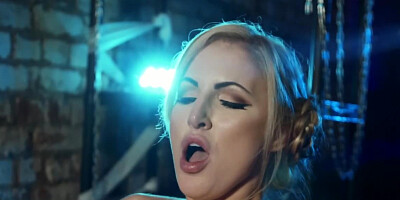 Blonde babe with large tits riding a BBC so well