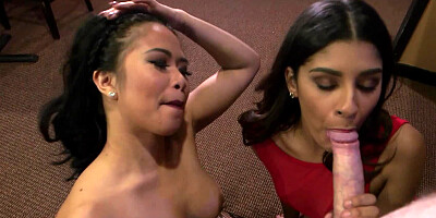 Two women that love cock are in a threesome, fooling around well