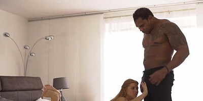 Teen blonde willingly takes huge black cock into pussy