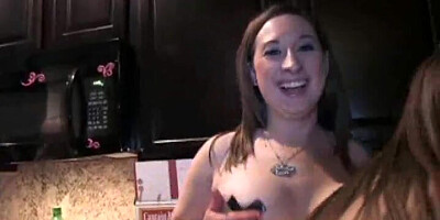 Curvy chesty blonde enjoys sex at a home party