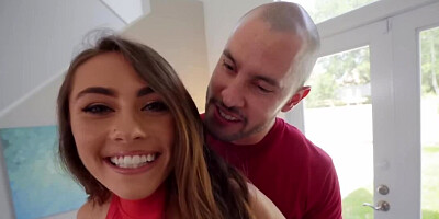 Adorable teen with small tits nicely drilled by tall fellow