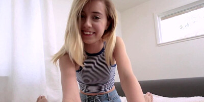Haley Reed sucking the huge cock of Dylan Snow in POV