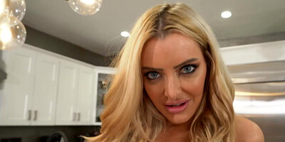 Depraved blonde MILF Linzee Ryder gets naked and masturbates in the kitchen