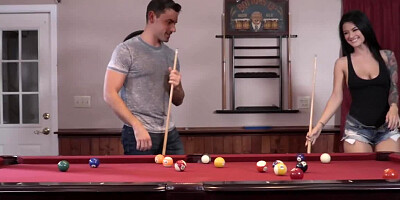 Playing pool with Katrina Jade turns wonderfully hardcore