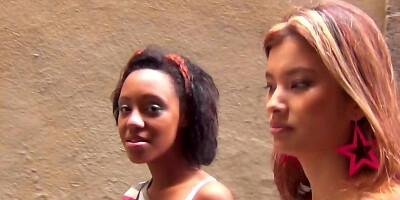 A guy is trying to convince two girls to have sex with them