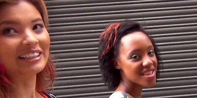 A guy is trying to convince two girls to have sex with them