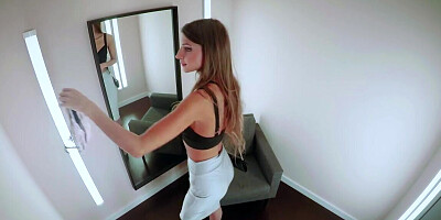 Fitting room hottie is going to fuck herself with no shame