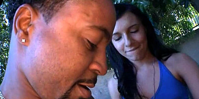 Three women are around a black dudes large cock, sucking it like pros