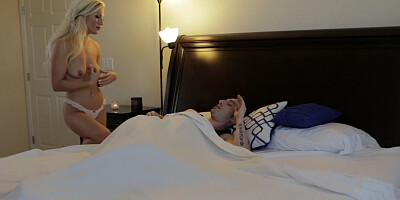 Hot step sister gets in bed with her bro and takes in his dick