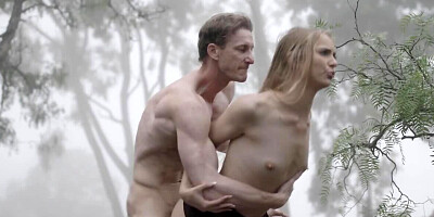 Outdoor hardcore pussy banging in a misty forest