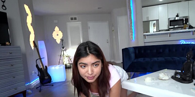 Juicy chick goes don on a hung man to suck his big hard pecker