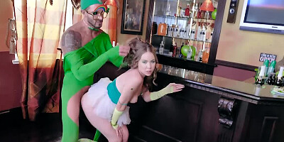 Costume party turned into hardcore foursome fuck session