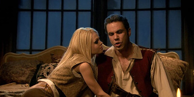 Two gorgeous pirate bitches are in a threesome on the captains bed