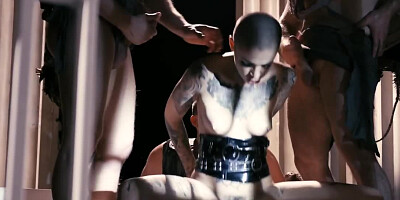 Fallen angels gangbang hairless bitch in a hardcore way