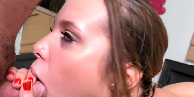 Sexy teen roommate in knee socks gets fucked by man on the camera