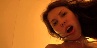 A brunette gets her pussy licked in the bed by her kinky man
