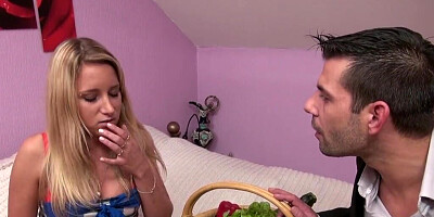 French delivery girl offers fucking her tight asshole