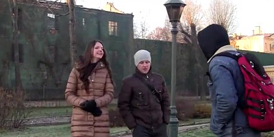 Two dude pick a girl on the street