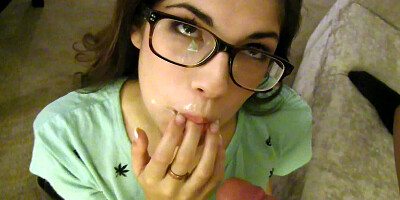 Glasses and panties of petite babe make her look even sexier