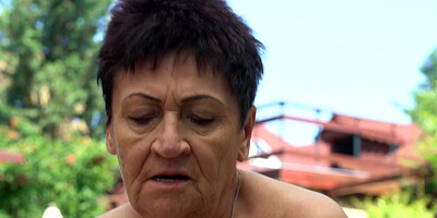A nasty old woman that has a nice house tricks a dude into fucking her