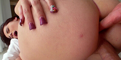 Awesome lady is getting her sweet body covered with sperm