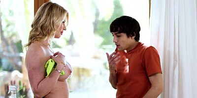 ADULT TIME - Widowed Stepmom Rachael Cavalli Flashes Naive Teen Stepson So He'll Want To Fuck Her!