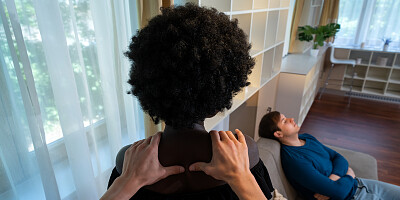 Spicy black chick sucks a hard cock and fucks in a POV video