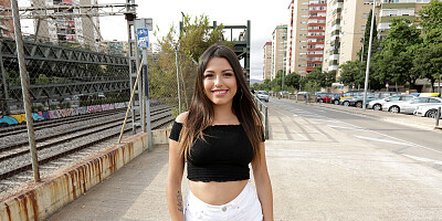 Hot chick shares lingerie scenes in public solo