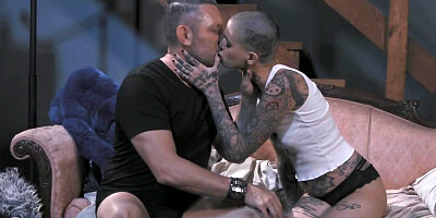 Bald punk girl gets fucked hard by her horny stepdad