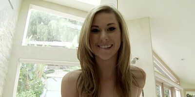 A skinny blonde with tiny boobs and a skinny ass is fucking