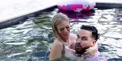 Unmatched Russian MILF with huge titties fucked in the pool