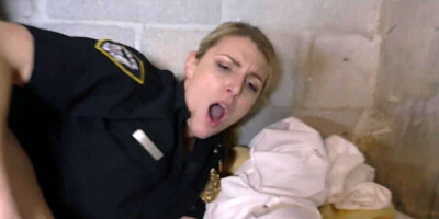 Two horny curvy cop ladies are fucked by black inmate