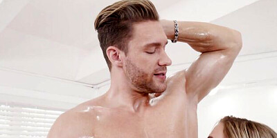 Lascivious Sam Shock and Blake Blossom's ball sucking video