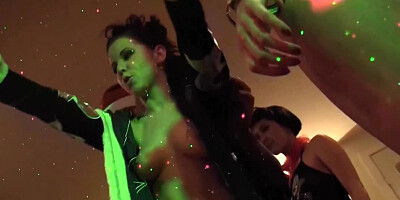 Sexy ladies are getting drunk with some men at a college orgy