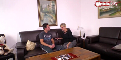 Young neighbor thrusts cock into mature German twat