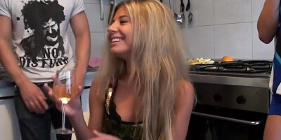 Hot college blowjob and lesbian action