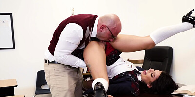 Dirty-minded schoolgirl gets invited into her teachers office