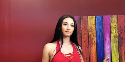 Crystal Rae sucks a cock and takes it in POV doggy