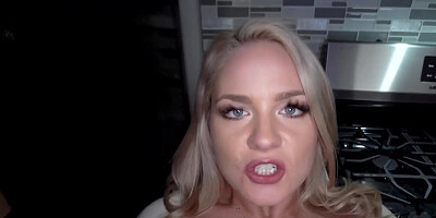 Blonde MILF tempts stepson into fucking her trimmed peach