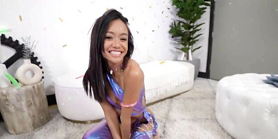 Asian teen Jade Kimiko feels a long dick deep in her shaved pussy